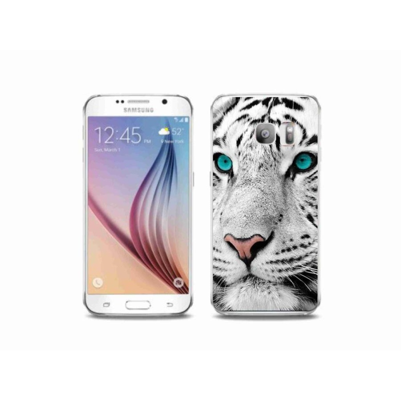 Gélový kryt mmCase na mobil Samsung Galaxy S6 Edge - biely tiger