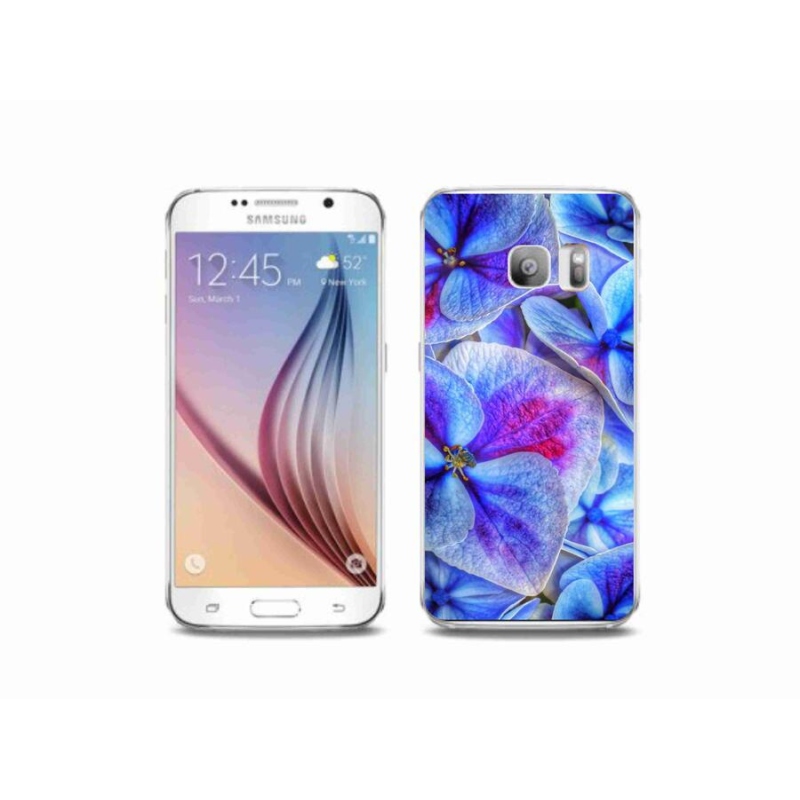 Gélový kryt mmCase na mobil Samsung Galaxy S6 Edge - modré kvety 1