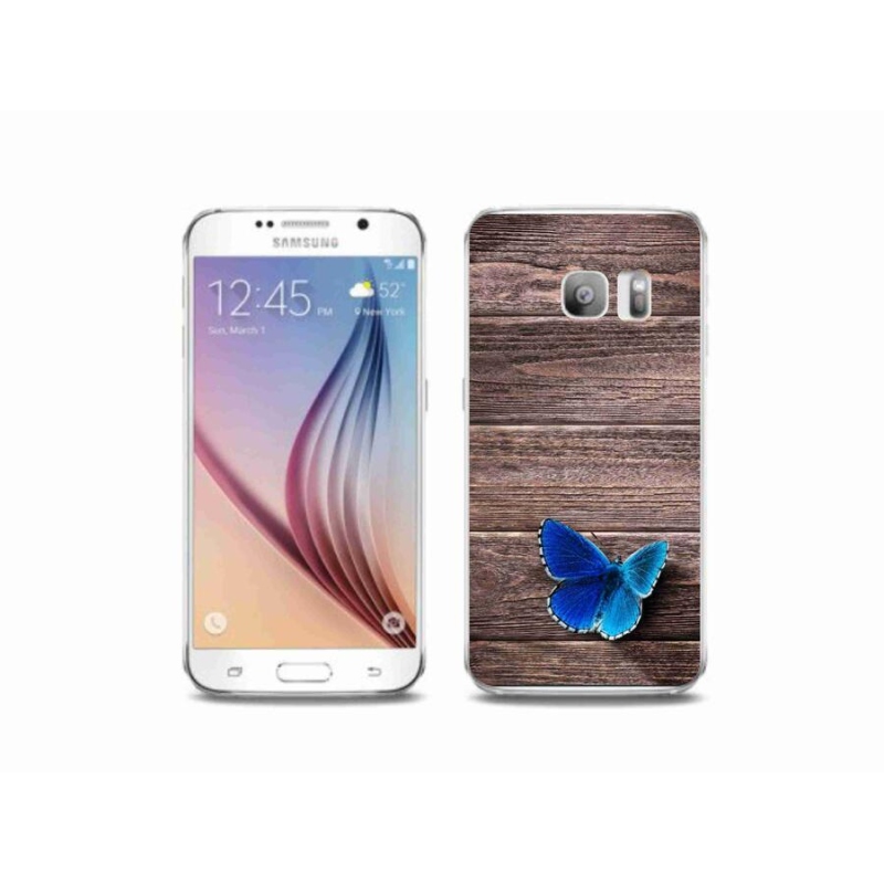 Gélový kryt mmCase na mobil Samsung Galaxy S6 Edge - modrý motýľ 1