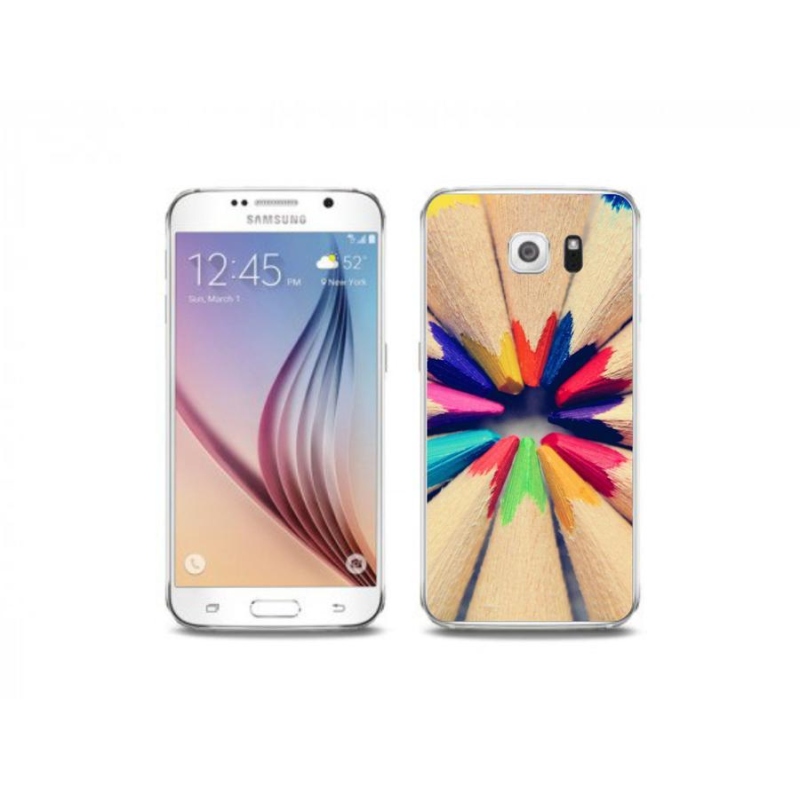 Gélový kryt mmCase na mobil Samsung Galaxy S6 Edge - pastelky