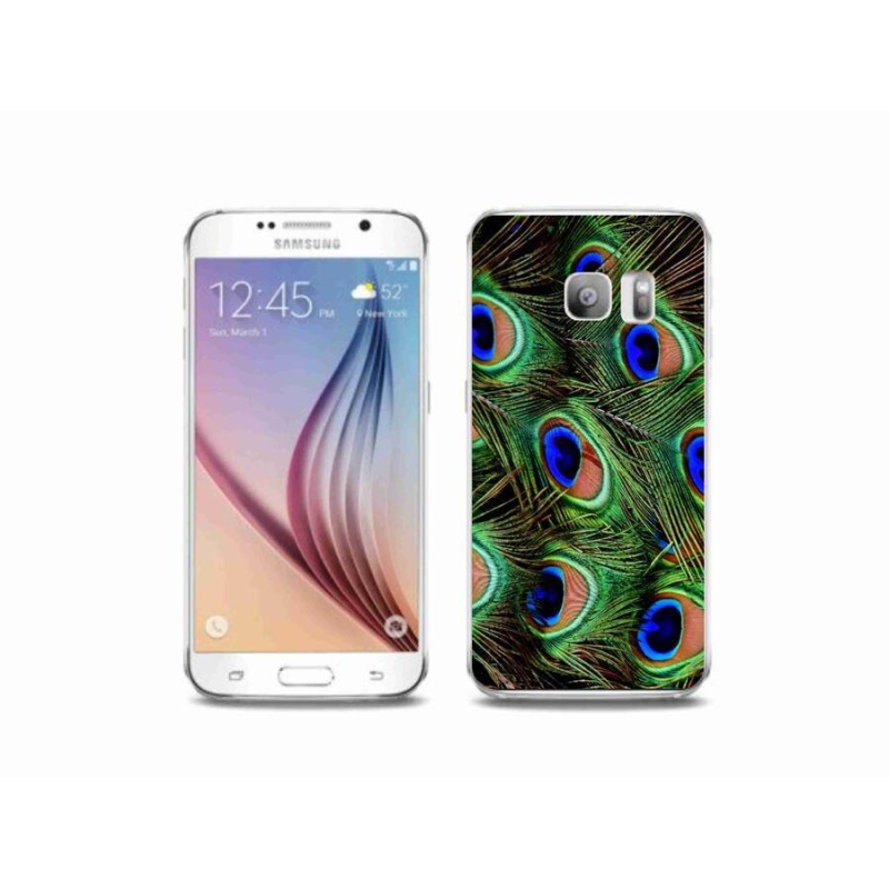 Gélový kryt mmCase na mobil Samsung Galaxy S6 Edge - pávie perie