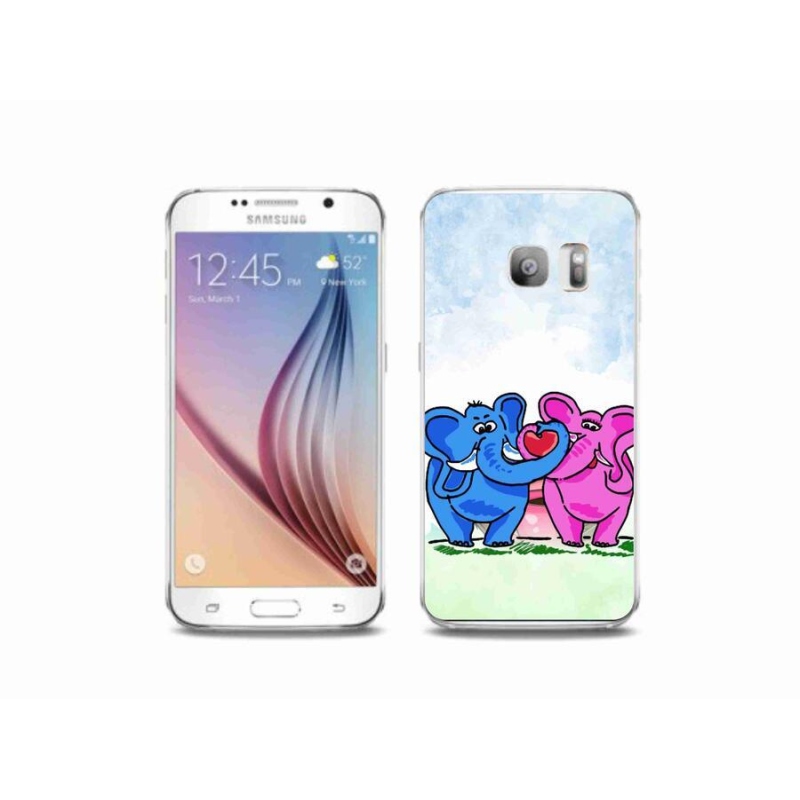 Gélový kryt mmCase na mobil Samsung Galaxy S6 Edge - zamilovaní slony