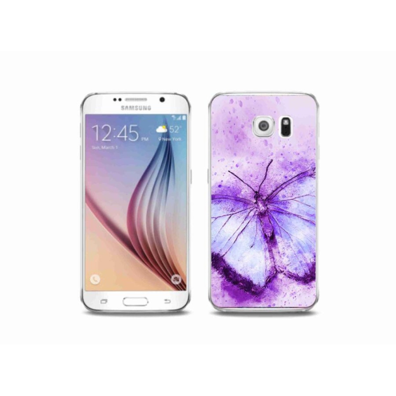 Gélový kryt mmCase na mobil Samsung Galaxy S6 - fialový motýľ