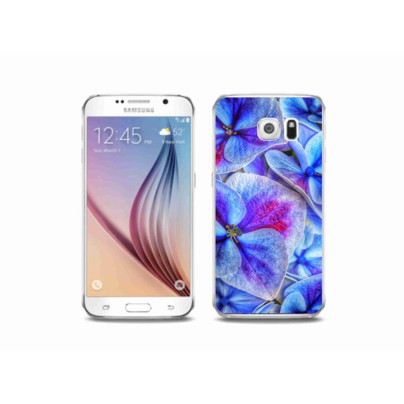 Gélový kryt mmCase na mobil Samsung Galaxy S6 - modré kvety 1