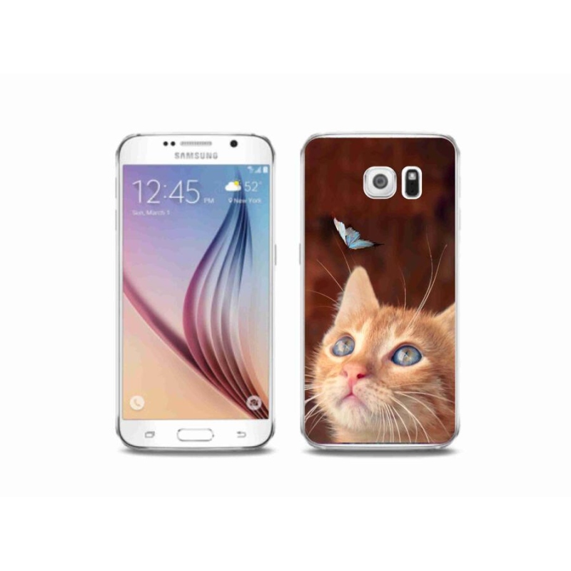 Gélový kryt mmCase na mobil Samsung Galaxy S6 - motýľ a mačiatko