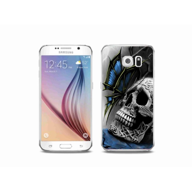 Gélový kryt mmCase na mobil Samsung Galaxy S6 - motýľ a lebka