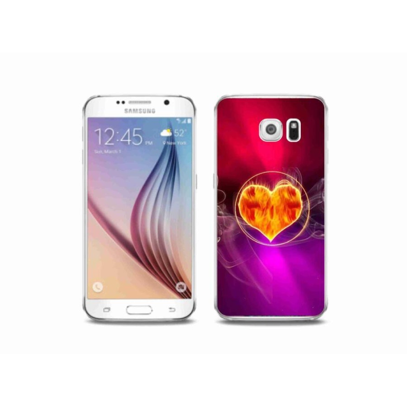 Gélový kryt mmCase na mobil Samsung Galaxy S6 - ohnivé srdce