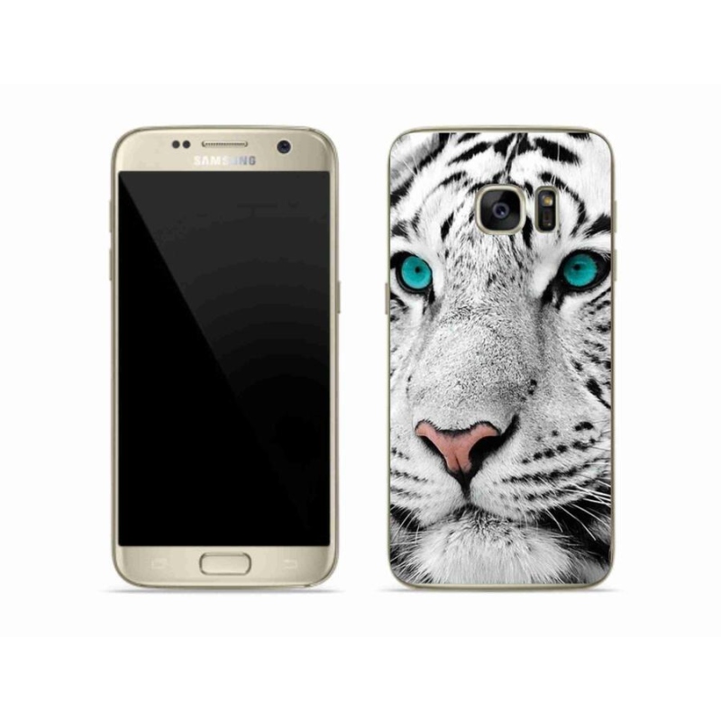 Gélový kryt mmCase na mobil Samsung Galaxy S7 - biely tiger