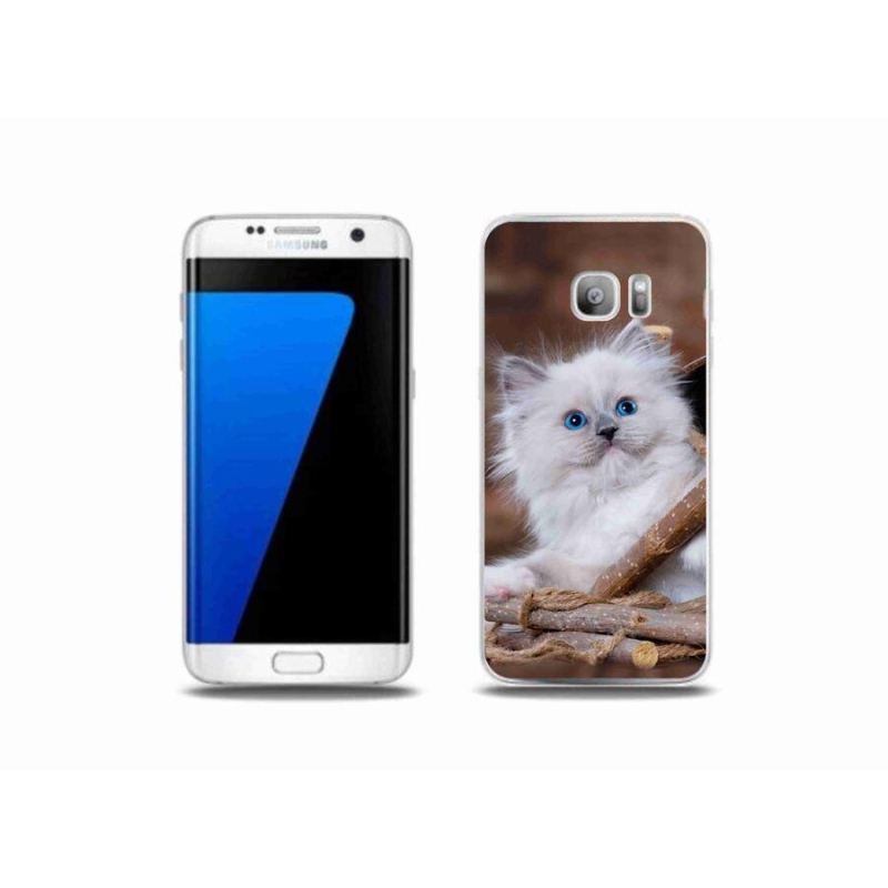 Gélový kryt mmCase na mobil Samsung Galaxy S7 Edge - biele mačiatko