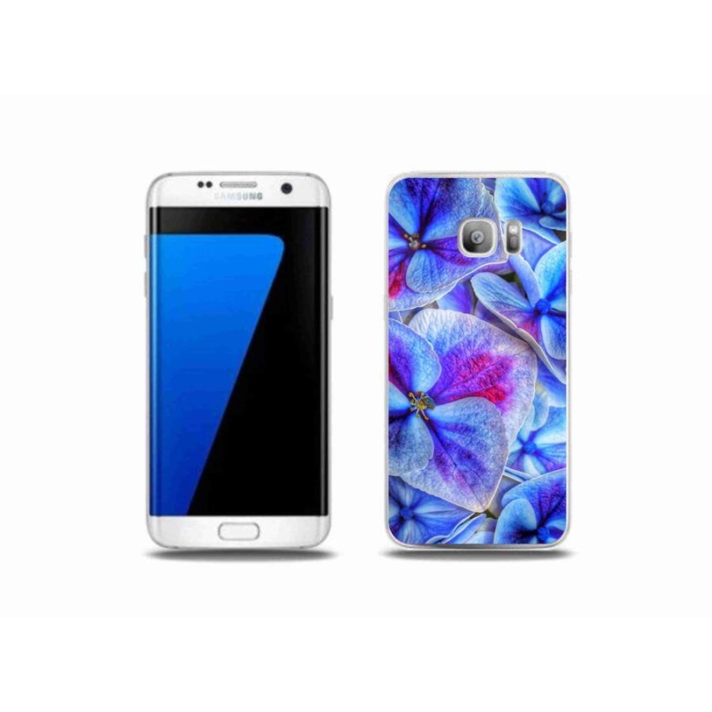 Gélový kryt mmCase na mobil Samsung Galaxy S7 Edge - modré kvety 1