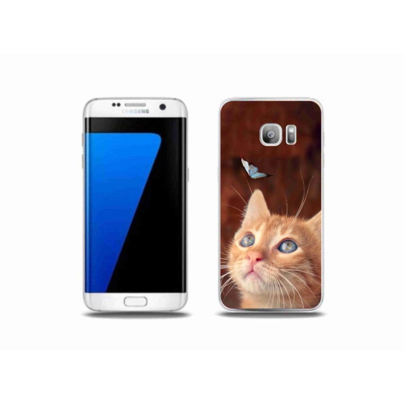 Gélový kryt mmCase na mobil Samsung Galaxy S7 Edge - motýľ a mačiatko