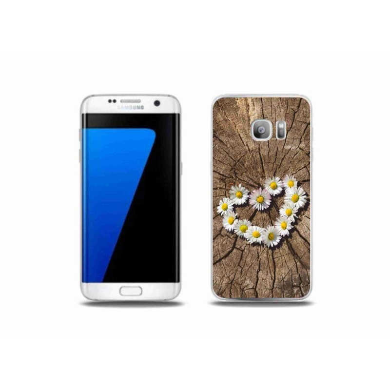 Gélový kryt mmCase na mobil Samsung Galaxy S7 Edge - srdce z margarét