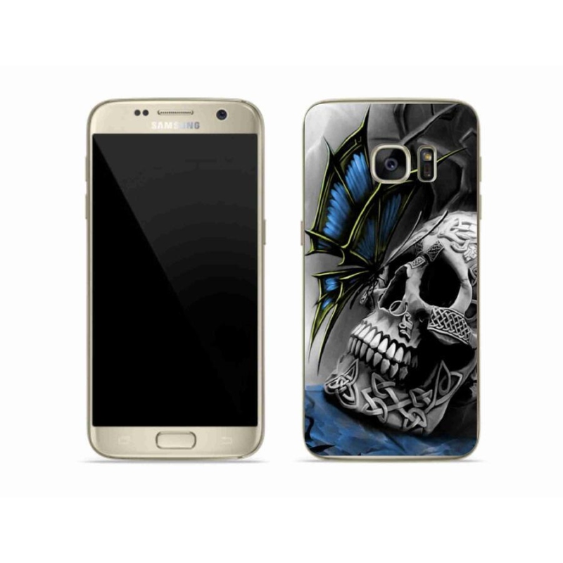 Gélový kryt mmCase na mobil Samsung Galaxy S7 - motýľ a lebka