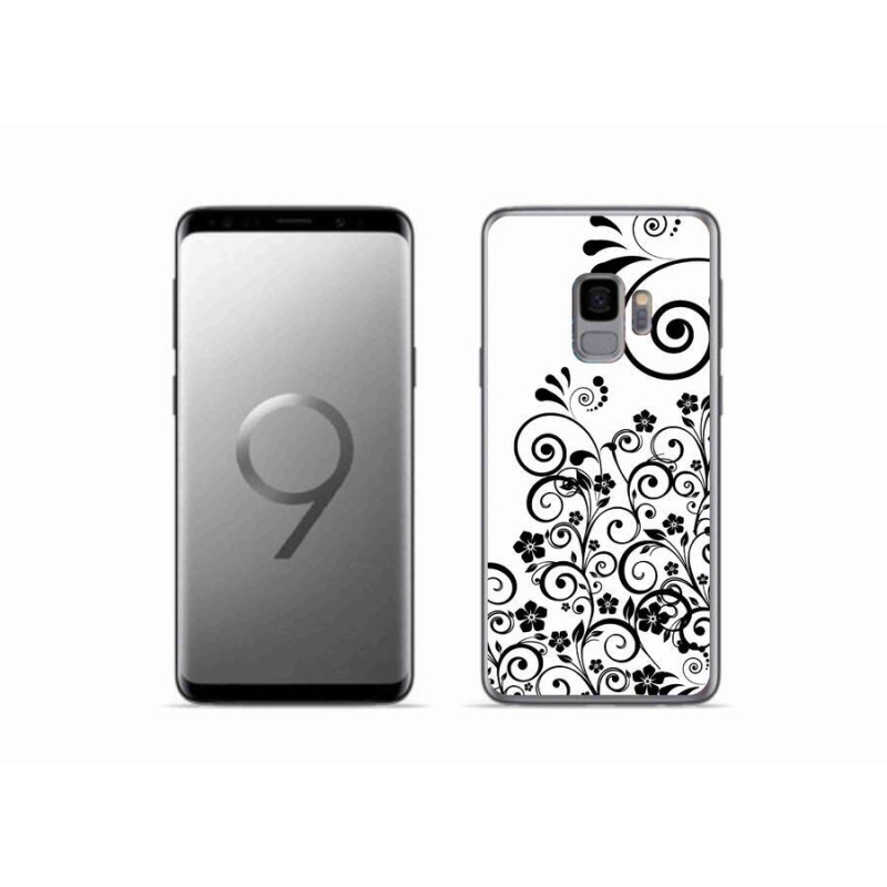 Gélový kryt mmCase na mobil Samsung Galaxy S9 - čiernobiele kvetinové vzory