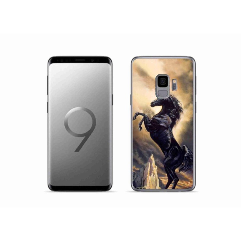 Gélový kryt mmCase na mobil Samsung Galaxy S9 - čierny kreslený kôň