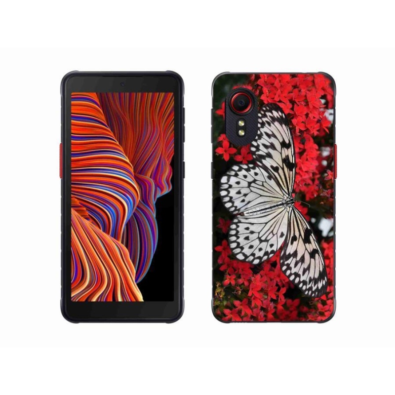 Gélový kryt mmCase na mobil Samsung Galaxy Xcover 5 - čiernobiely motýľ 1