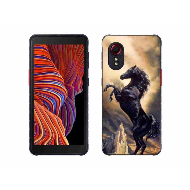 Gélový kryt mmCase na mobil Samsung Galaxy Xcover 5 - čierny kreslený kôň