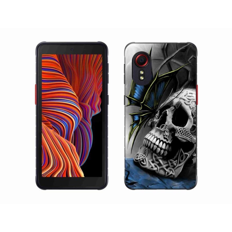 Gélový kryt mmCase na mobil Samsung Galaxy Xcover 5 - motýľ a lebka