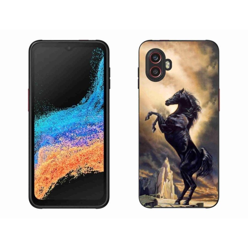 Gélový kryt mmCase na mobil Samsung Galaxy Xcover 6 Pro - čierny kreslený kôň