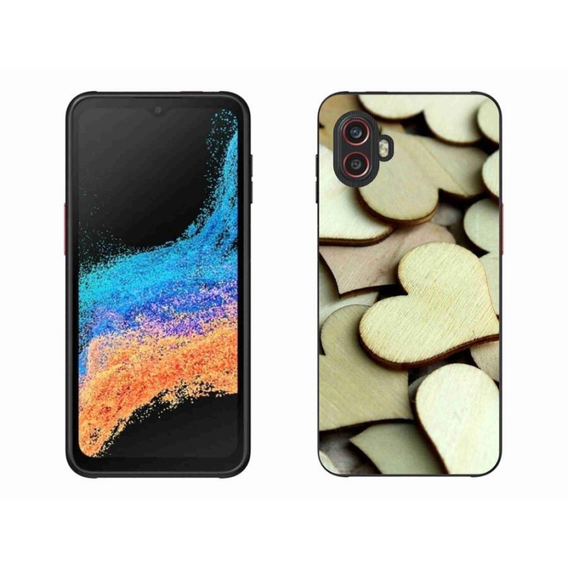 Gélový kryt mmCase na mobil Samsung Galaxy Xcover 6 Pro - drevené srdiečka