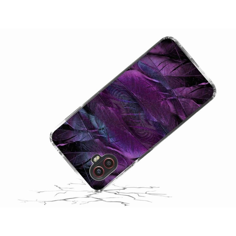 Gélový kryt mmCase na mobil Samsung Galaxy Xcover 6 Pro - fialové pierka