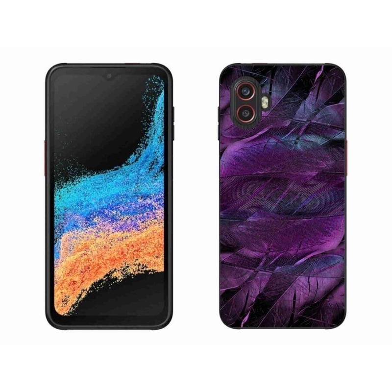 Gélový kryt mmCase na mobil Samsung Galaxy Xcover 6 Pro - fialové pierka