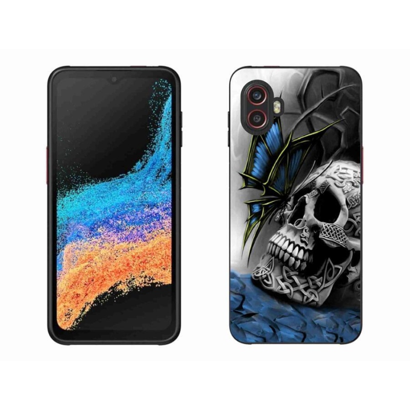 Gélový kryt mmCase na mobil Samsung Galaxy Xcover 6 Pro - motýľ a lebka