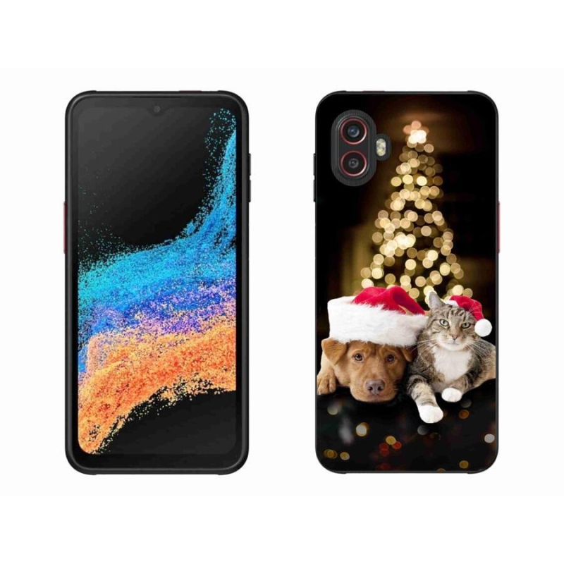 Gélový kryt mmCase na mobil Samsung Galaxy Xcover 6 Pro - vianočný pes a mačka