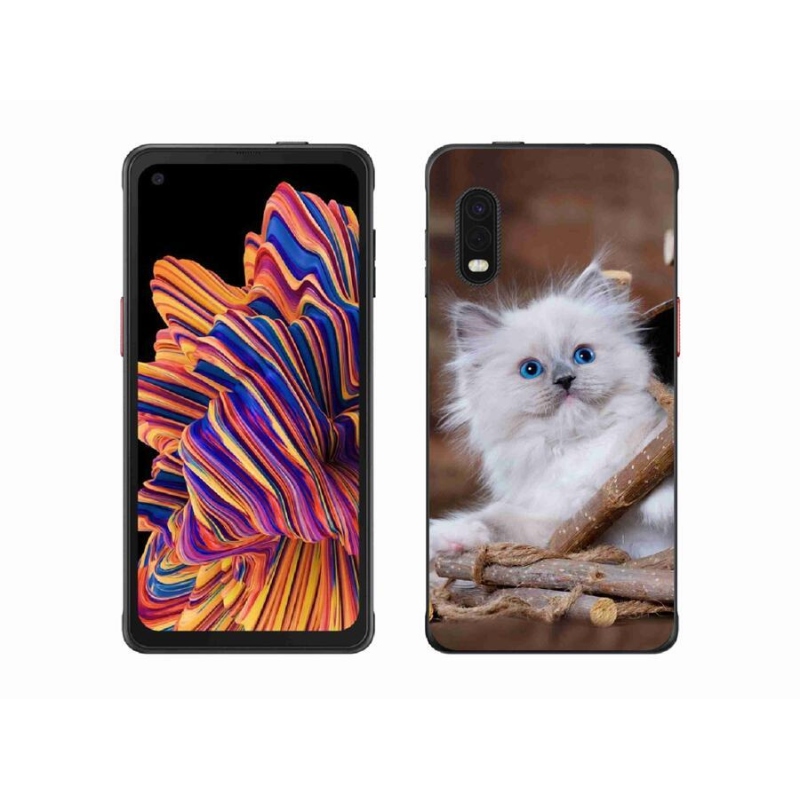 Gélový kryt mmCase na mobil Samsung Galaxy Xcover Pro - biele mačiatko