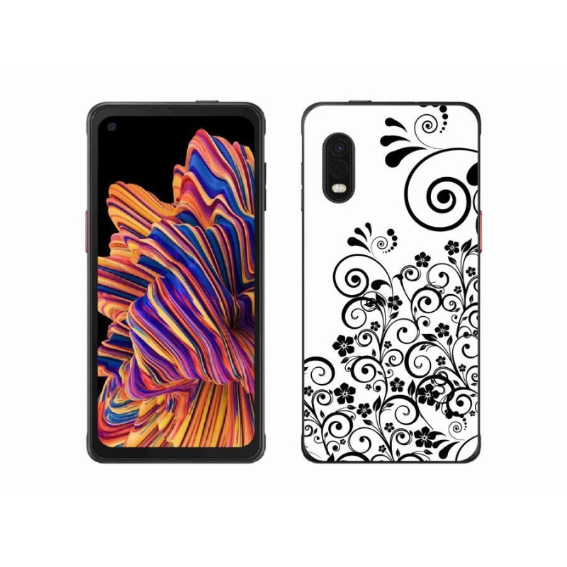 Gélový kryt mmCase na mobil Samsung Galaxy Xcover Pro - čiernobiele kvetinové vzory