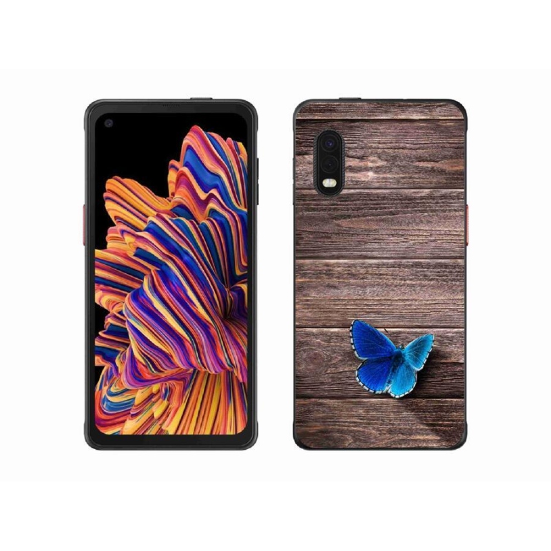 Gélový kryt mmCase na mobil Samsung Galaxy Xcover Pro - modrý motýľ 1