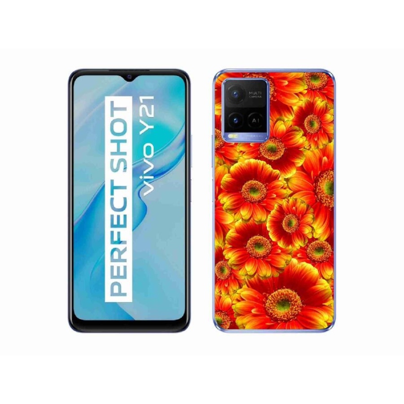 Gélový kryt mmCase na mobil Vivo Y21/Y21s/Y33s - gerbera 1