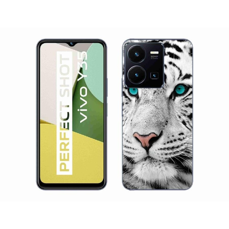 Gélový kryt mmCase na mobil Vivo Y35 - biely tiger