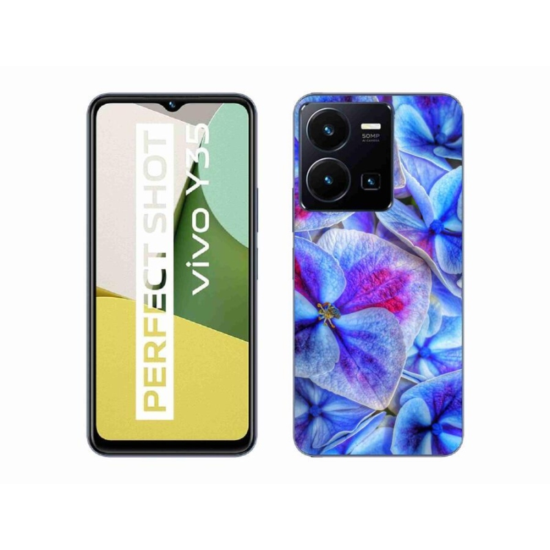 Gélový kryt mmCase na mobil Vivo Y35 - modré kvety 1