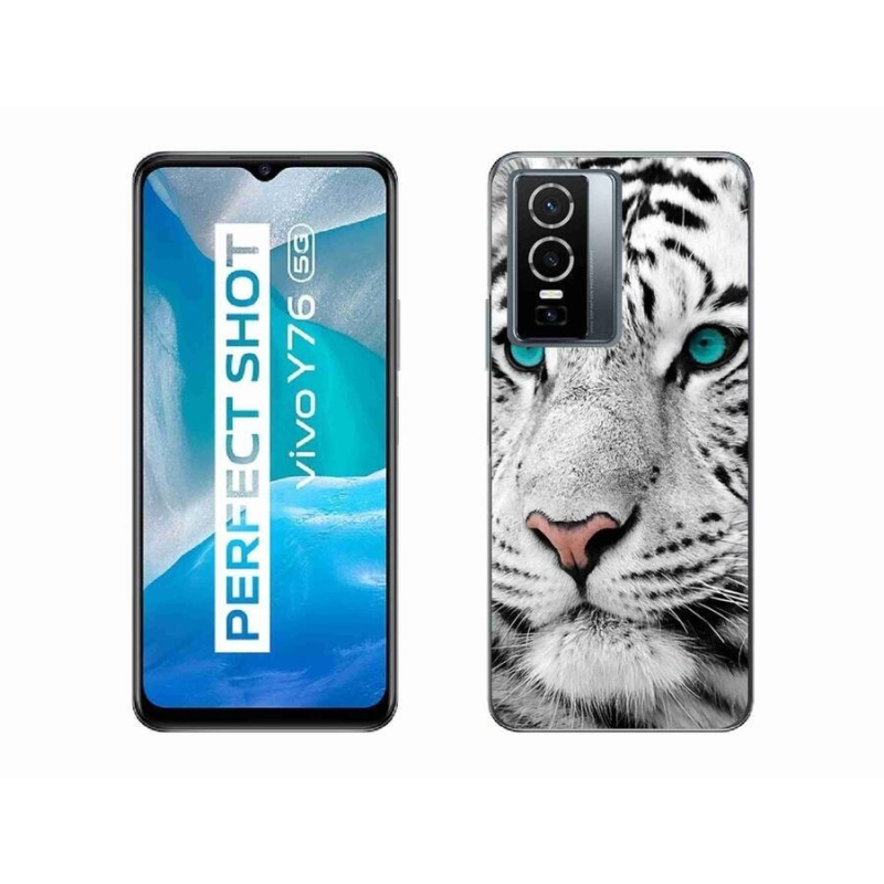 Gélový kryt mmCase na mobil Vivo Y76 5G - biely tiger