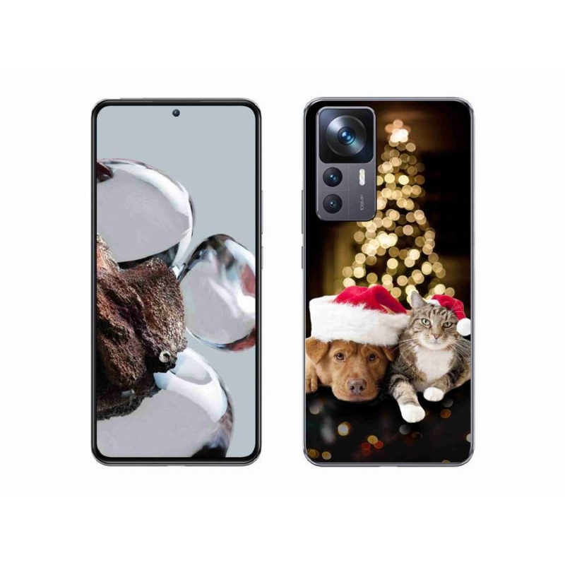 Gélový kryt mmCase na mobil Xiaomi 12T - vianočný pes a mačka