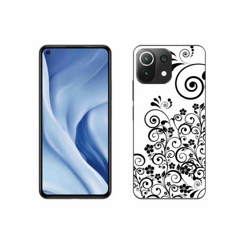 Gélový kryt mmCase na mobil Xiaomi Mi 11 Lite 4G/5G - čiernobiele kvetinové vzory