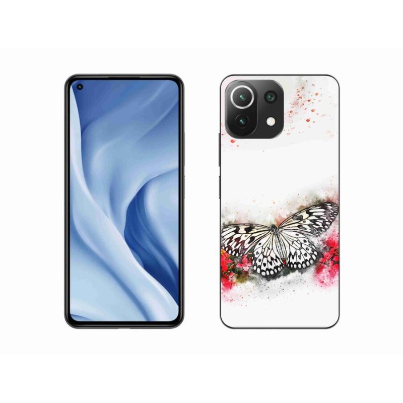 Gélový kryt mmCase na mobil Xiaomi Mi 11 Lite 4G/5G - čiernobiely motýľ