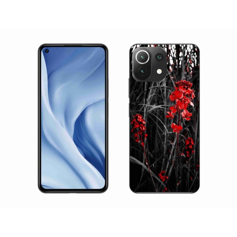 Gélový kryt mmCase na mobil Xiaomi Mi 11 Lite 4G/5G - červená rastlina