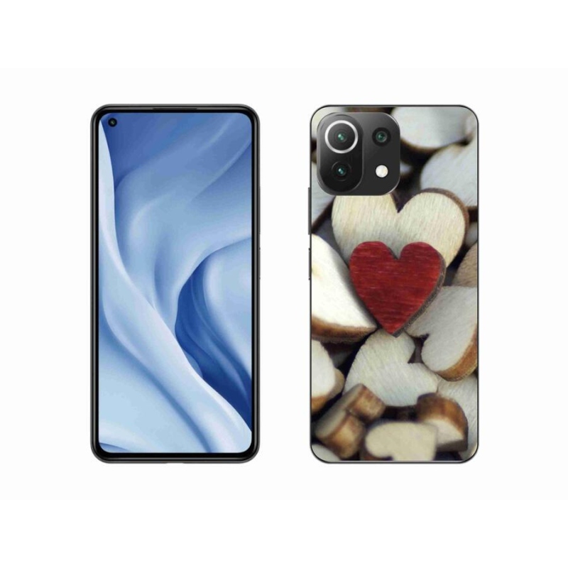 Gélový kryt mmCase na mobil Xiaomi Mi 11 Lite 4G/5G - gravírované červené srdce