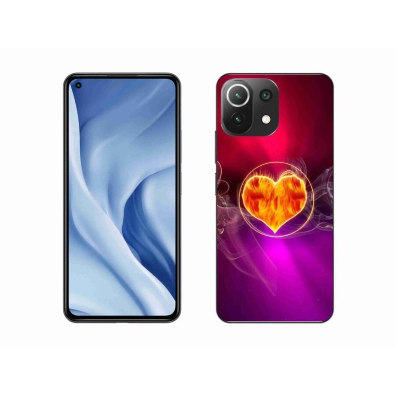 Gélový kryt mmCase na mobil Xiaomi Mi 11 Lite 4G/5G - ohnivé srdce