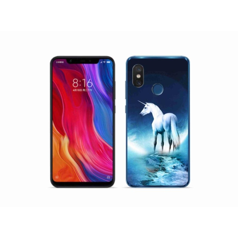 Gélový kryt mmCase na mobil Xiaomi Mi 8 - biely jednorožec