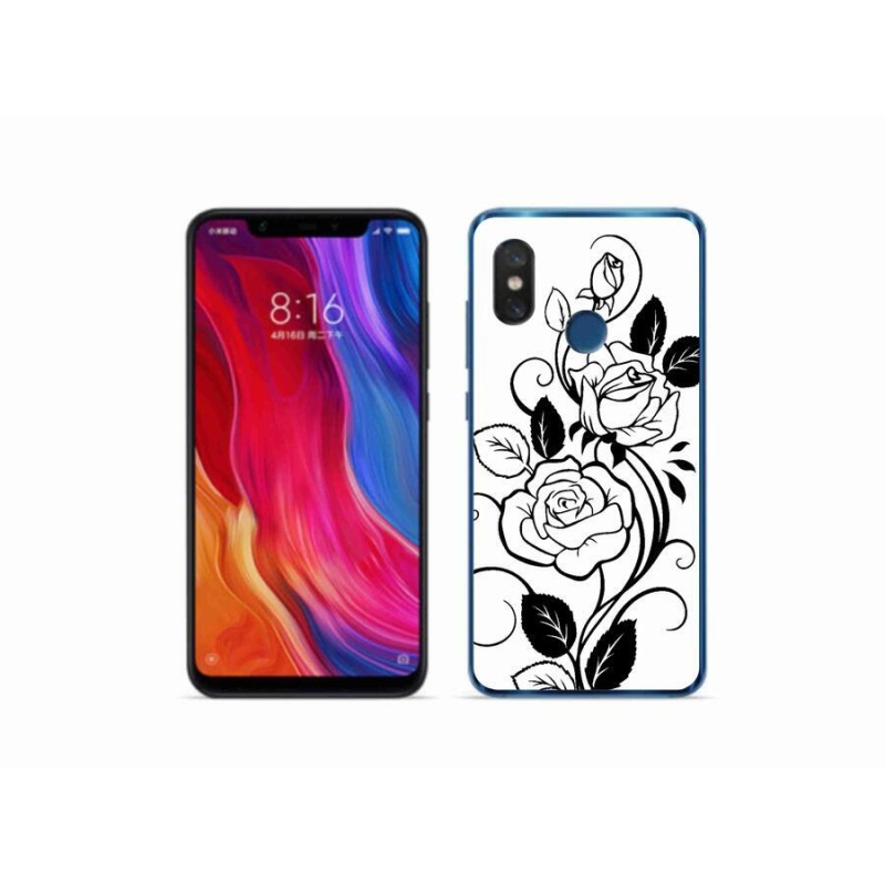 Gélový kryt mmCase na mobil Xiaomi Mi 8 - čiernobiela ruža