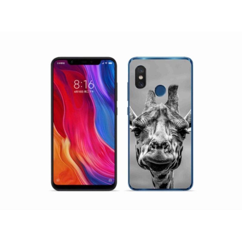 Gélový kryt mmCase na mobil Xiaomi Mi 8 - čiernobiela žirafa