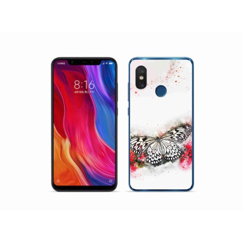 Gélový kryt mmCase na mobil Xiaomi Mi 8 - čiernobiely motýľ