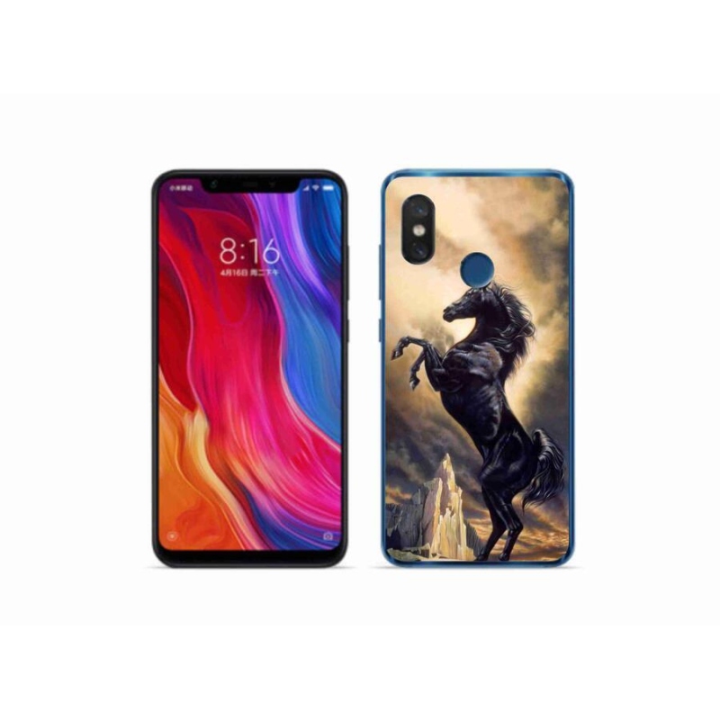 Gélový kryt mmCase na mobil Xiaomi Mi 8 - čierny kreslený kôň