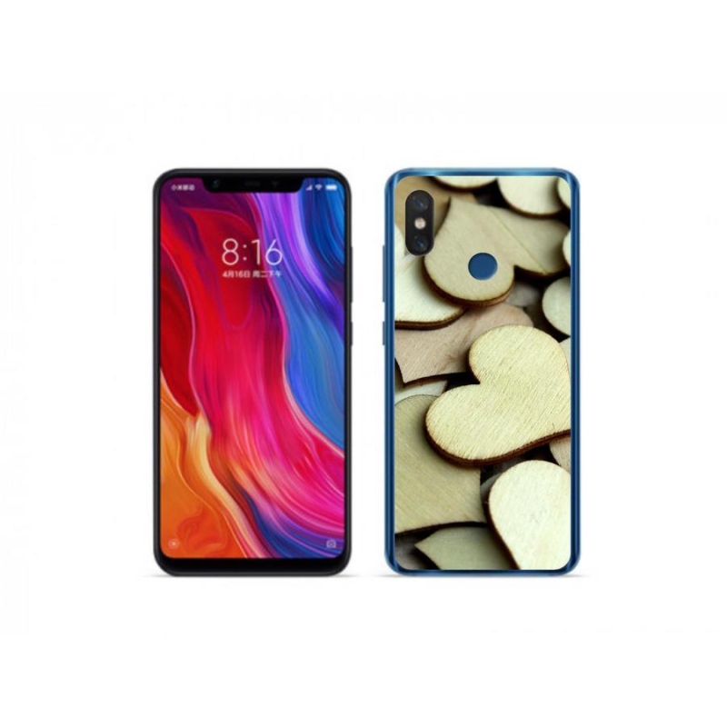 Gélový kryt mmCase na mobil Xiaomi Mi 8 - drevená srdiečka