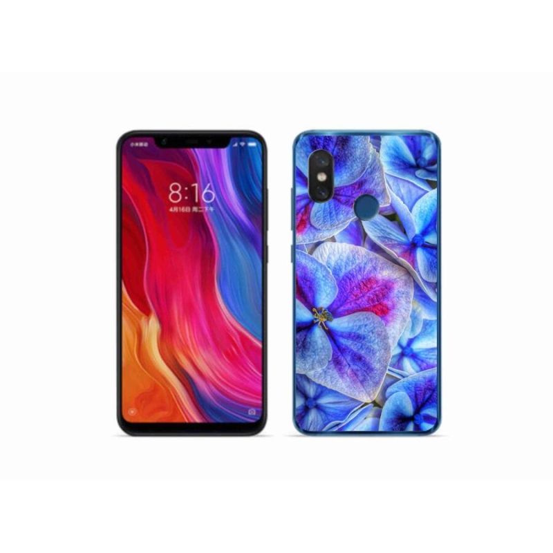 Gélový kryt mmCase na mobil Xiaomi Mi 8 - modré kvety 1