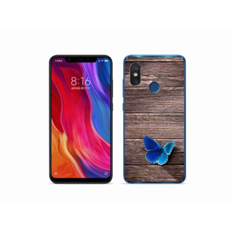 Gélový kryt mmCase na mobil Xiaomi Mi 8 - modrý motýľ 1