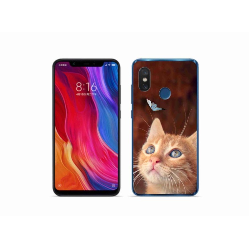 Gélový kryt mmCase na mobil Xiaomi Mi 8 - motýľ a mačiatko